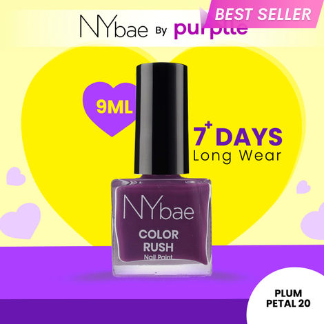 Buy NY Bae Color Rush Nail Paint - Plum Petal 20 (9 ml) | Chip Resistant | Long Lasting | Quick Dry | Gel Nail Polish-Purplle