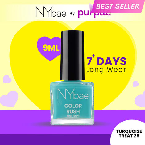 Buy NY Bae Color Rush Nail Paint - Turquoise Treat 25 (9 ml) | Chip Resistant | Long Lasting | Quick Dry | Gel Nail Polish-Purplle