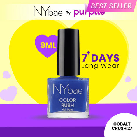 Buy NY Bae Color Rush Nail Paint - Cobalt Crush 27 (9 ml) | Chip Resistant | Long Lasting | Quick Dry | Gel Nail Polish-Purplle