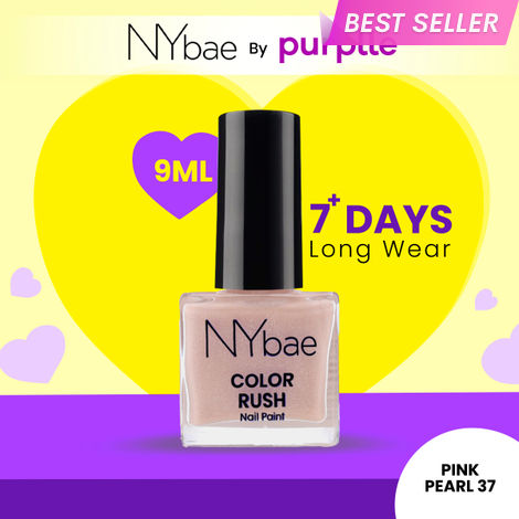 Buy NY Bae Color Rush Nail Paint - Pink Pearl 37 (9 ml) | Chip Resistant | Long Lasting | Quick Dry | Gel Nail Polish-Purplle