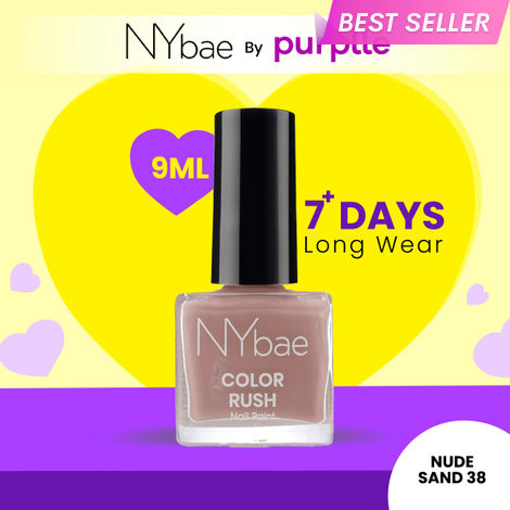 Buy NY Bae Color Rush Nail Paint - Nude Sand 38 (9 ml) | Chip Resistant | Long Lasting | Quick Dry | Gel Nail Polish-Purplle