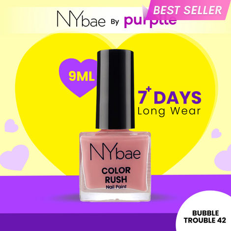 Buy NY Bae Color Rush Nail Paint - Bubble Trouble 42 (9 ml) | Chip Resistant | Long Lasting | Quick Dry | Gel Nail Polish-Purplle