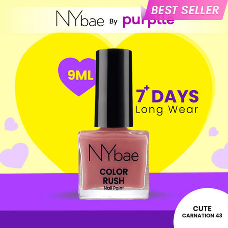 Buy NY Bae Color Rush Nail Paint - Cute Carnation 43 (9 ml) | Chip Resistant | Long Lasting | Quick Dry | Gel Nail Polish-Purplle
