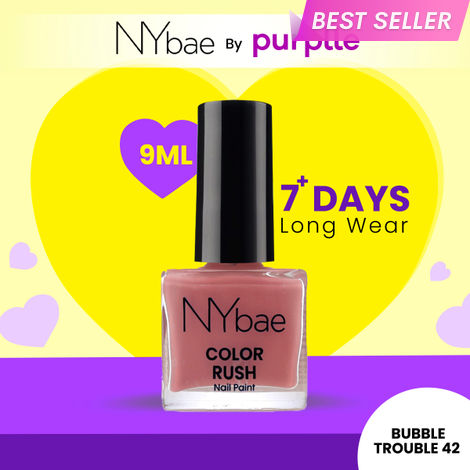Buy NY Bae Color Rush Nail Paint - Cute Carnation 43 (9 ml) | Chip Resistant | Long Lasting | Quick Dry | Gel Nail Polish-Purplle