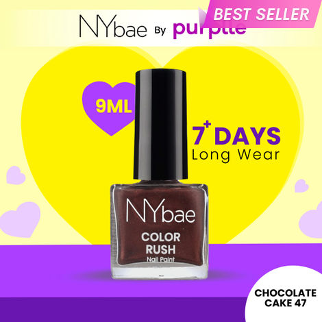 Buy NY Bae Color Rush Nail Paint - Chocolate Cake 47 (9 ml) | Chip Resistant | Long Lasting | Quick Dry | Gel Nail Polish-Purplle