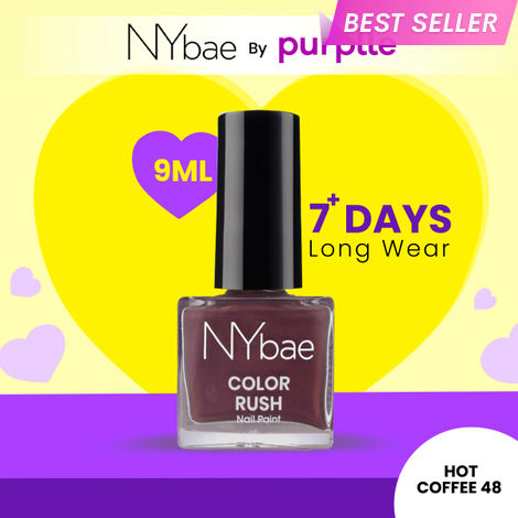 Buy NY Bae Color Rush Nail Paint - Hot Coffee 48 (9 ml) | Chip Resistant | Long Lasting | Quick Dry | Gel Nail Polish-Purplle