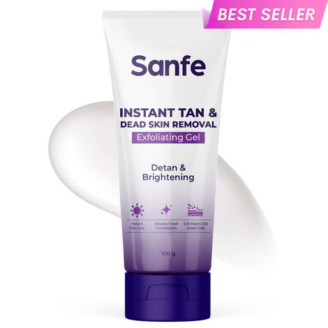 Buy Sanfe Instant Tan & Dead Skin Removal Exfoliating Gel | Visibly Removes Tan | Exfoliates Dead Skin in Minutes | Smooth & Bright Skin | 100 gm-Purplle