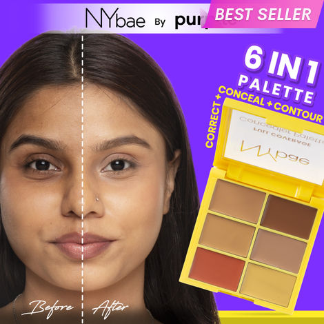 Buy NY Bae Full Coverage Concealer Palette - Medium Maiden 02 (9 gm) | Concealer | Foundation | Contour | Colour Correctors | Glowing Medium Skin | Face Makeup | Creamy Finish-Purplle