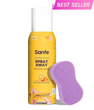 Buy Sanfe Spray Away Hair Removal Spray | For Bikini, Legs, Arms & UnderArm | Removes Hair in 10 Minutes with Skin Detan | Gives Full Body Usage in 112 ml-Purplle
