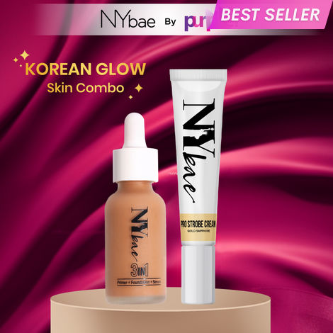 Buy NY Bae Korean Glow Skin Combo | Highlighter | Foundation | Skin Tint | Moisturizer | Glowy Finish | Deep Skin | Everyday Makeup Kit 12 gm-Purplle