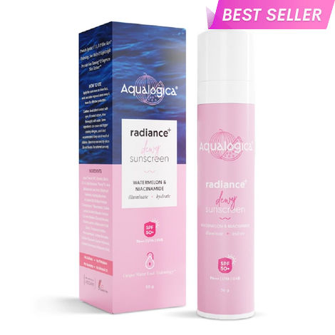 Buy Aqualogica Radiance+ Dewy Sunscreen with Watermelon & Niacinamide | SPF 50+ |PA+++ | Protects from UVA, UVB 50g-Purplle