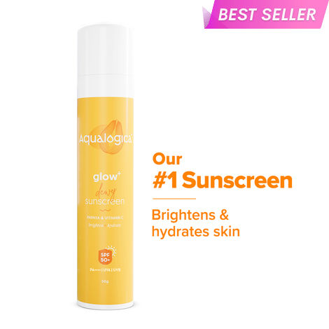 Buy Aqualogica Glow+ Dewy Sunscreen with Papaya & Vitamin C - SPF 50 PA++++ for UVA/B protection, 50G-Purplle