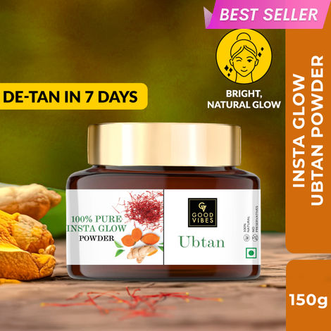 Buy Good Vibes Ubtan Insta Glow Powder | 100% Natural, No Preservatives, No Pesticides, No Parabens, No Silicones, No Sulphates, No Animal Testing (150 g)-Purplle