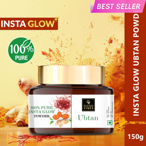 Buy Good Vibes Ubtan Insta Glow Powder | 100% Natural, No Preservatives, No Pesticides, No Parabens, No Silicones, No Sulphates, No Animal Testing (150 gm)-Purplle