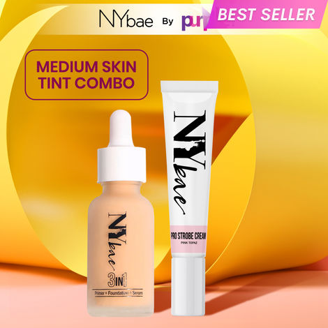 Buy NY Bae Strobe Skin Tint Combo - Medium Skin | Strobe Pink Topaz | Warm Cashew Foundation | Skin Tint | Glowy Korean Skin | Fair Skin Tone | Everyday Makeup Kit,42 gm-Purplle