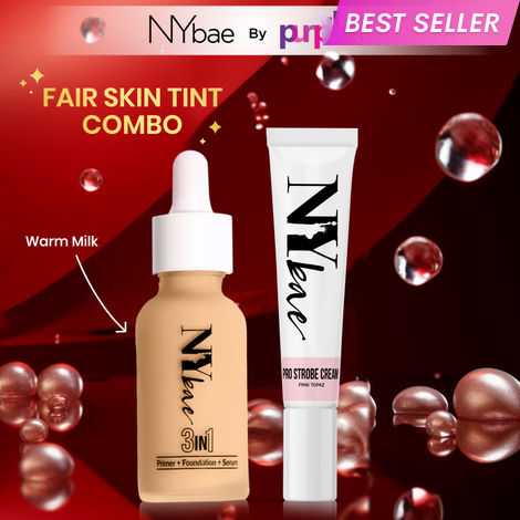 Buy NY Bae Strobe Skin Tint Combo - Fair Skin | Strobe Pink Topaz | Warm Milk Foundation | Skin Tint | Glowy Korean Skin | Fair Skin Tone | Everyday Makeup Kit,42 gm-Purplle
