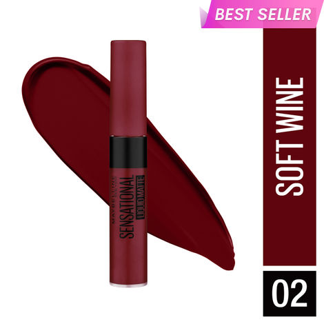 Buy Maybelline New York Lipstick, Matte Finish, Non-Sticky and Non-Drying, Sensational Liquid Matte, 02 Soft Wine, 7 ml-Purplle