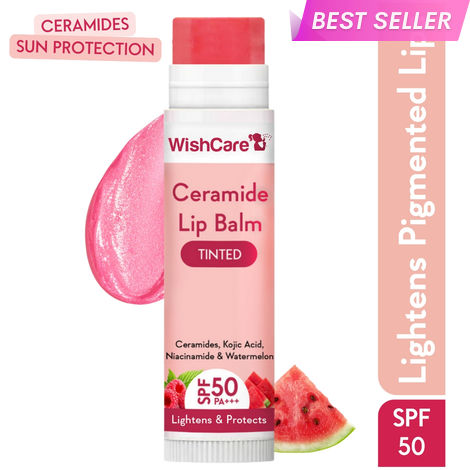 Buy WishCare Tinted Ceramide Lip Balm with SPF50 PA+++ - Kojic Acid & Niacinamide - For Brightens & Protects5 gm-Purplle