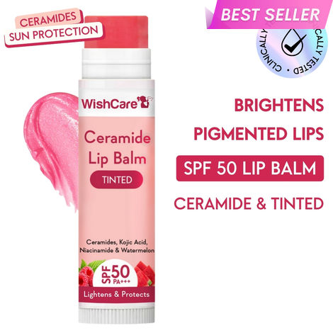 Buy WishCare Tinted Ceramide Lip Balm with SPF50 PA+++ - Kojic Acid & Niacinamide - For Brightens & Protects5 gm-Purplle