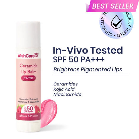 Buy WishCare Tinted Ceramide Lip Balm with SPF50 PA+++ - Kojic Acid & Niacinamide - For Brightens & Protects5 gm-Purplle
