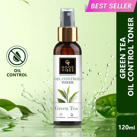 Buy Good Vibes Green Tea Oil Control Toner with Power of Serum | Reduces irritation and redness (120 ml)-Purplle