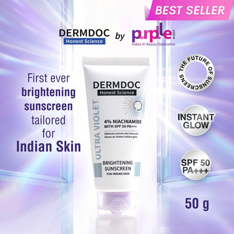 Buy DERMDOC by Purplle 4% Niacinamide Brightening Sunscreen with SPF 50 Sun Protection (50gm) | Sunscreen for Oily Skin | PA +++ | UV Protection | Sunscreen Gel Cream-Purplle