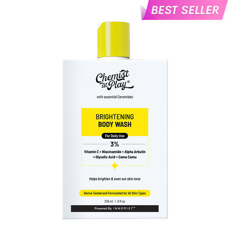 Buy Chemist At Play Brightening Body Wash WithA 3%A Vitamin C + Niacinamide + Alpha arbutin+Glycolic acid +Camu Camu For Dry Skin 236 ml-Purplle
