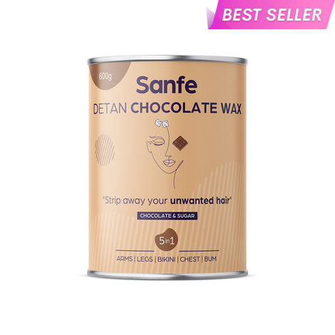 Buy Sanfe Detan Chocolate Wax for Smooth Hair Removal - 600 gm Chocolate extracts | Removes Tan Dead Skin-Purplle