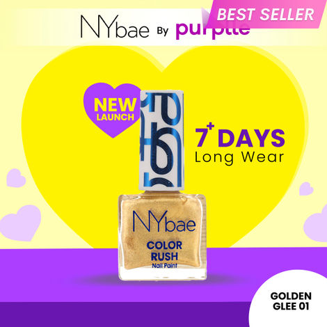 Buy NY Bae Color Rush Nail Paint - Golden Glee 01 (5.6 ml) | Chip Resistant | Long Lasting | Quick Dry | Gel Nail Polish-Purplle
