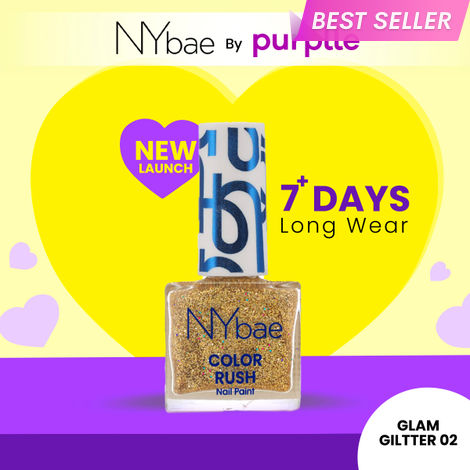 Buy NY Bae Color Rush Nail Paint - Glam Giltter 02 (5.6 ml) | Chip Resistant | Long Lasting | Quick Dry | Gel Nail Polish-Purplle