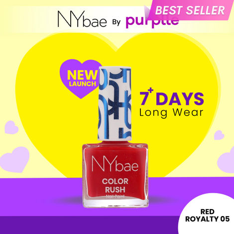 Buy NY Bae Color Rush Nail Paint - Red Royalty 05 (5.6 ml) | Chip Resistant | Long Lasting | Quick Dry | Gel Nail Polish-Purplle