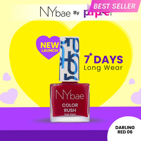 Buy NY Bae Color Rush Nail Paint | Chip Resistant | Long Lasting | Quick Dry | Gel Nail Polish - Darling Red 06 (5.6ml)-Purplle