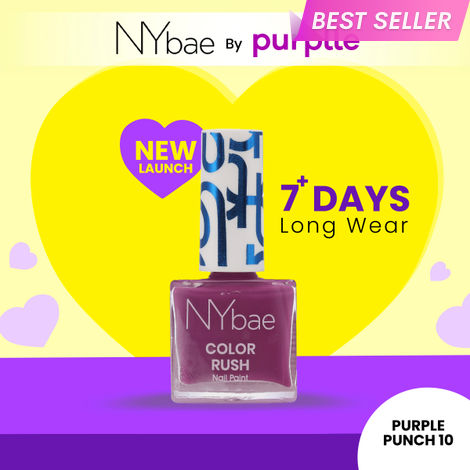 Buy NY Bae Color Rush Nail Paint - Purple Punch 10 (5.6 ml) | Chip Resistant | Long Lasting | Quick Dry | Gel Nail Polish-Purplle