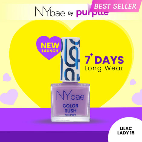 Buy NY Bae Color Rush Nail Paint -Lilac Lady 15 (5.6 ml) | Chip Resistant | Long Lasting | Quick Dry | Gel Nail Polish-Purplle