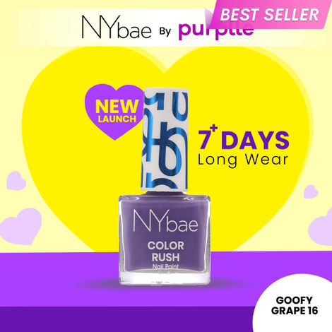 Buy NY Bae Color Rush Nail Paint - Goofy Grape 16 (5.6 ml) | Chip Resistant | Long Lasting | Quick Dry | Gel Nail Polish-Purplle