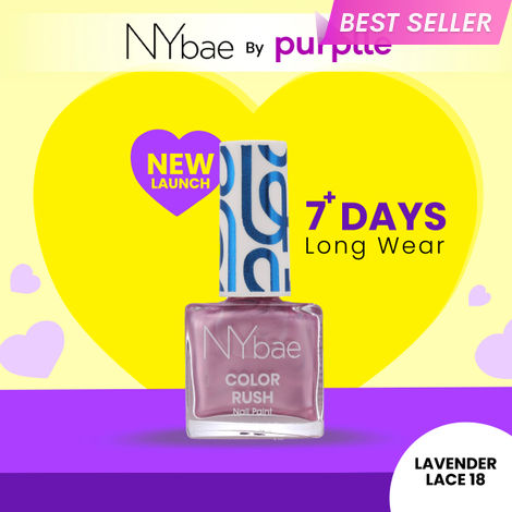 Buy NY Bae Color Rush Nail Paint - Lavender Lace 18 (5.6 ml) | Chip Resistant | Long Lasting | Quick Dry | Gel Nail Polish-Purplle