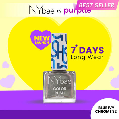 Buy NY Bae Color Rush Nail Paint - Blue Ivy Chrome 32 (5.6 ml) | Chip Resistant | Long Lasting | Quick Dry | Gel Nail Polish-Purplle