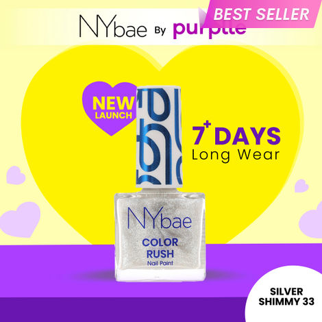 Buy NY Bae Color Rush Nail Paint - Silver Shimmy 33 (5.6 ml) | Chip Resistant | Long Lasting | Quick Dry | Gel Nail Polish-Purplle