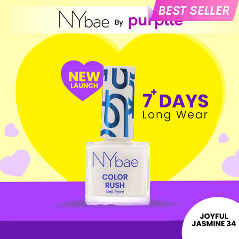 Buy NY Bae Color Rush Nail Paint - Joyful Jasmine 34 (5.6 ml) | Chip Resistant | Long Lasting | Quick Dry | Gel Nail Polish-Purplle