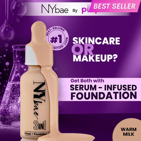Buy NY Bae 3 IN 1 Serum Foundation - Warm Milk 09 (30 ml) | Infused with Primer | Moisturising I Glowing Korean Skin I Celeb Glow | Dewy Makeup | Evens Skin Tone | Ultra Glow-Purplle