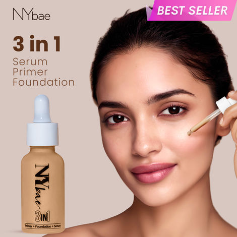 Buy NY Bae 3 IN 1 Serum Foundation - Warm Milk 09 (30 ml) | Infused with Primer | Moisturising I Glowing Korean Skin I Celeb Glow | Dewy Makeup | Evens Skin Tone | Ultra Glow-Purplle