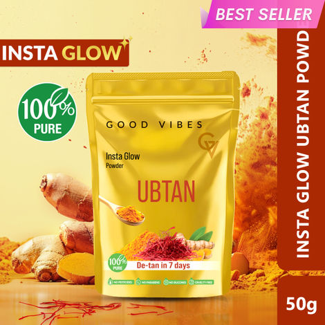 Buy Good Vibes Ubtan Insta Glow Powder | 100% Natural, No Preservatives, No Pesticides, No Parabens, No Silicones, No Sulphates, No Animal Testing (50 gm)-Purplle