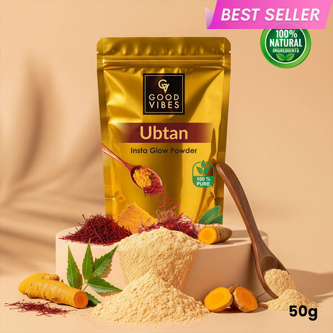 Buy Good Vibes Ubtan Insta Glow Powder | 100% Natural, No Preservatives, No Pesticides, No Parabens, No Silicones, No Sulphates, No Animal Testing (50 gm)-Purplle