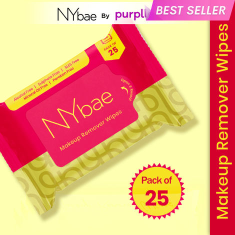 Buy NY Bae Makeup Remover Wipes - Pack of 25 | Cleansing Facial Wipes | Refreshing | Alcohol Free | Sulphate Free | Compact | Travel Friendly-Purplle