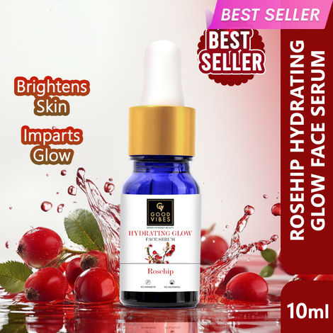 Buy Good Vibes Rosehip Hydrating Glow Face Serum | Light, Non-Sticky, Brightening | With Vitamin E | No Parabens, No Sulphates, No Animal Testing (10 ml)-Purplle