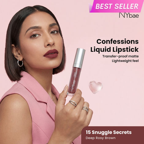 Buy NY Bae Confessions Liquid Lipstick - Snuggle Secrets 15 (4.5 ml) | Matte Lipstick | Brown Shade | Moisturizing | Long Lasting | Transfer Proof-Purplle