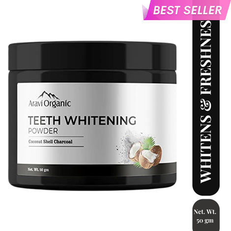 Buy Aravi Organic Teeth Whitening Charcoal Powder - For Enamel Safe Teeth Whitening, Stain Remover, Freshens Breath - Suitable For All Type Teeth - 50 gm-Purplle