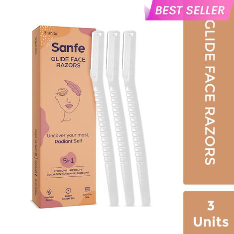 Buy Sanfe Glide Reusable Face & Eyebrow Razor For Women | For Painless Hair Removal - Pack of 3-Purplle