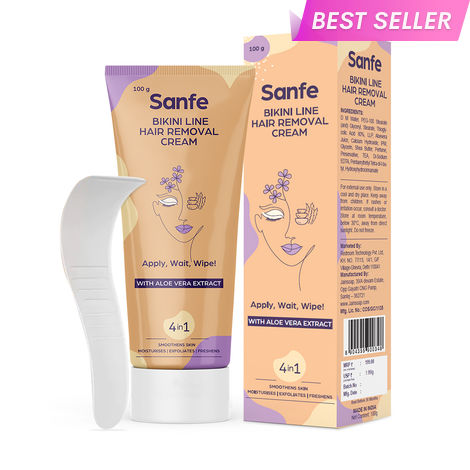 Buy Sanfe Bikini Line Hair Removal Cream Lavender Extracts Aloe Vera Shea Butter With Spatula 100gm-Purplle
