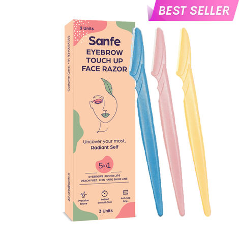 Buy Sanfe Eyebrow Touch Up Hair Removing Face Razor For Women - Pack of 3 | Instant & Painless-Purplle